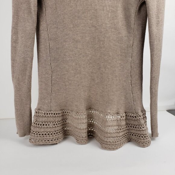 ELEMENTZ Sz PS Cardigan Sweater Tan Taupe Khaki Open Knit Weave Women Petite - Picture 13 of 16